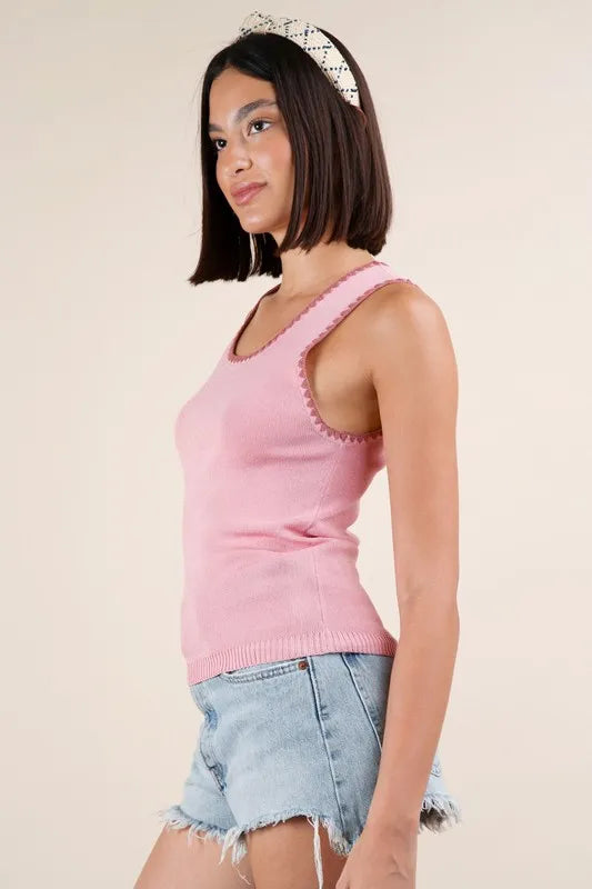 VERY J Blanket Style Sleeveless Knit Tank - Brittney MADE