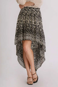 Umgee Full Size Animal Border Print High Low Skirt Plus Size - Brittney MADE