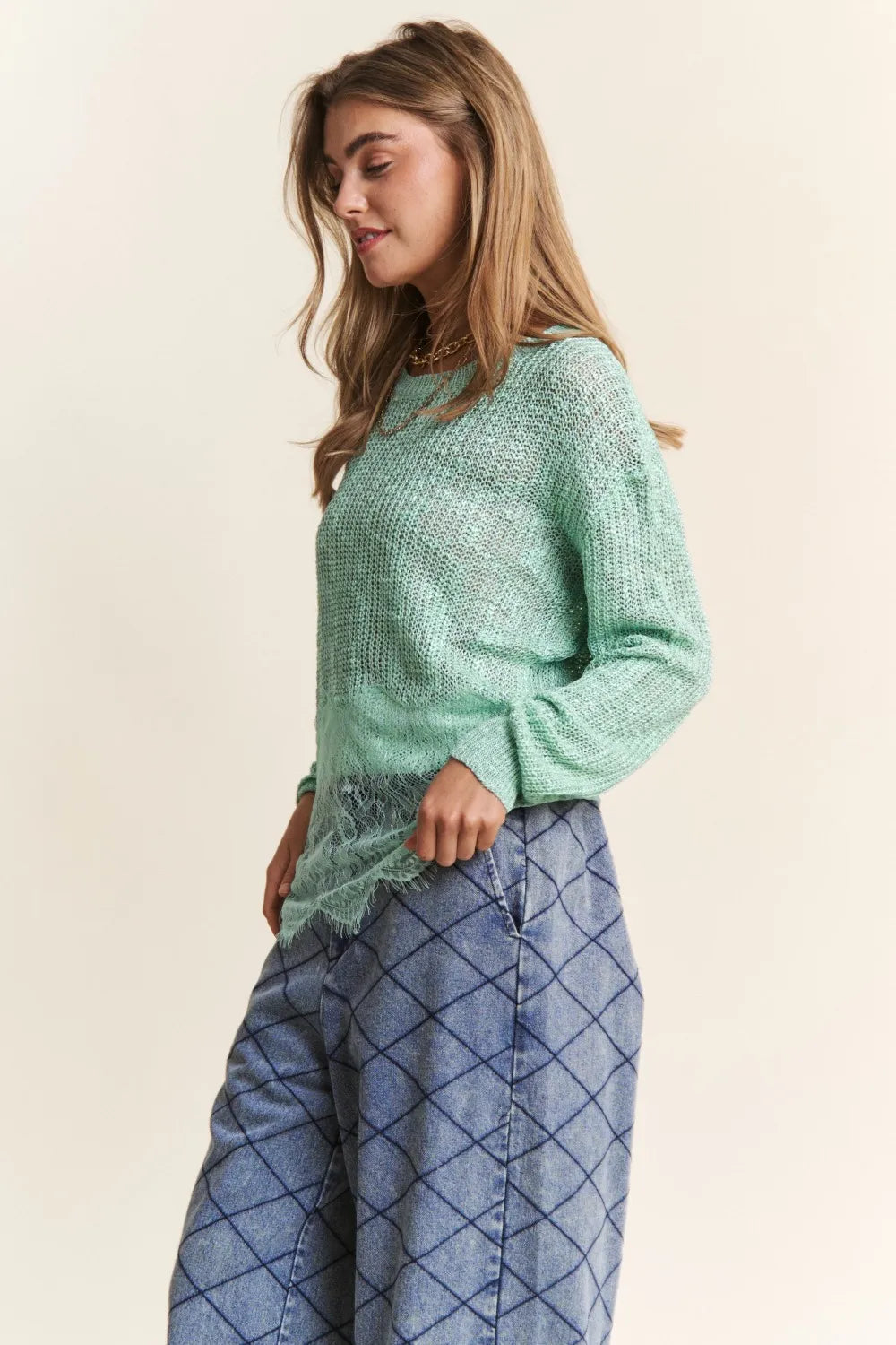 J.NNA Lace Detail Long Sleeve Knit Top - Brittney MADE