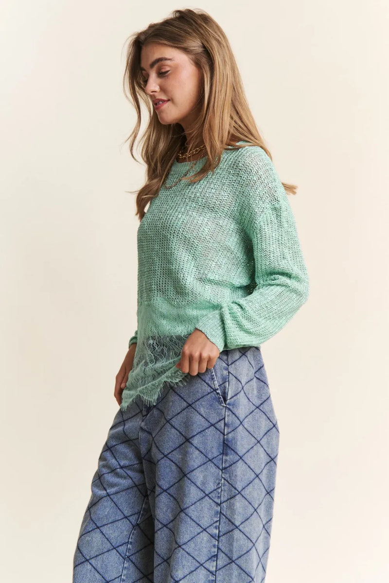 J.NNA Lace Detail Long Sleeve Knit Top - Brittney MADE