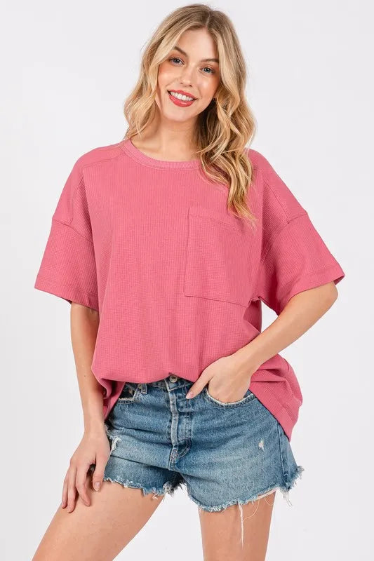 Cesfemme Textured Drop Shoulder T-Shirt - Brittney MADE