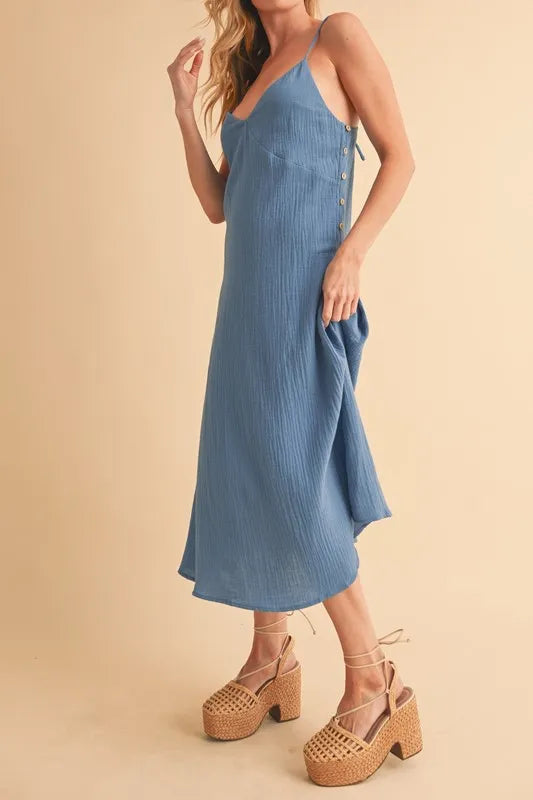 Aemi+Co Side Button Midi Cami Dress - Brittney MADE