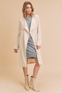 Aemi + Co Open Front Long Sleeve Longline Coat - Brittney MADE