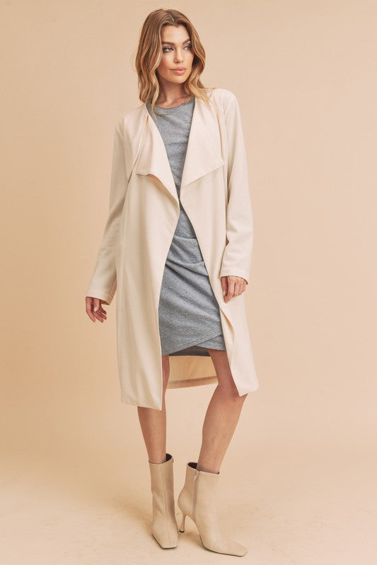 Aemi + Co Open Front Long Sleeve Longline Coat - Brittney MADE