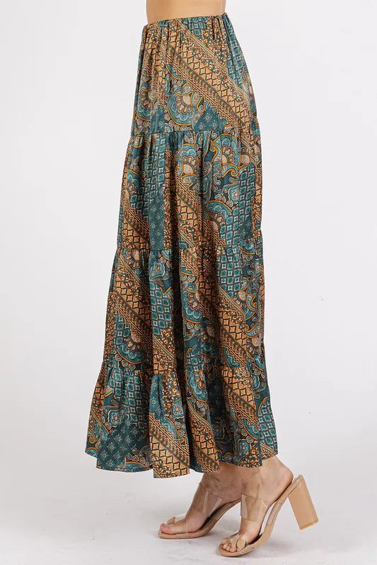 Mittoshop Paisley Patchwork Print Satin Maxi Skirt - Brittney MADE