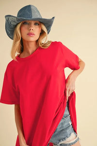 Aemi+Co Round Neck Short Sleeve Oversized T-Shirt - Brittney MADE