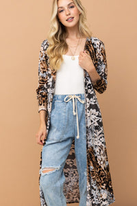 And The Why Leopard Kimono Open Front Longline Cardigan - Brittney MADE