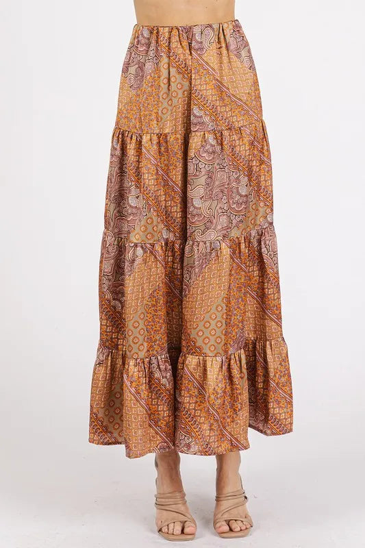 Mittoshop Paisley Patchwork Print Satin Maxi Skirt - Brittney MADE