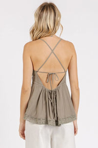 Mittoshop Crisscross Back Lace Detail V-Neck Cami - Brittney MADE