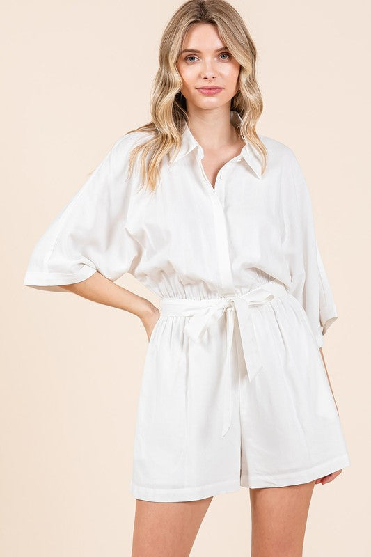 Mittoshop Tie Waist Half Sleeve Romper - Brittney MADE