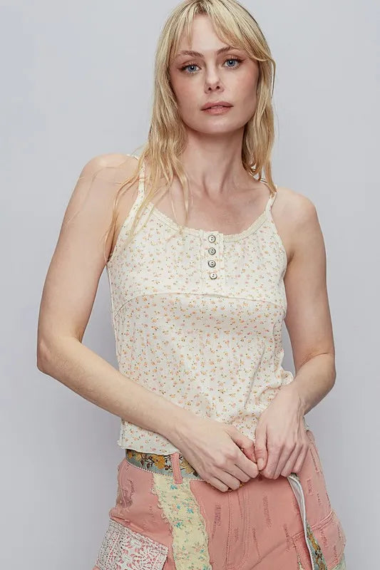 POL Floral Scoop Neck Adjustable Strap Cami - Brittney MADE