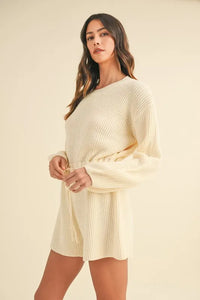 MABLE Round Neck Long Sleeve Sweater Romper - Brittney MADE