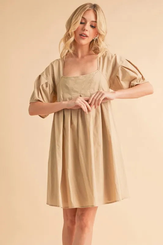 Aemi + Co Square Neck Babydoll Dress with Pockets - Brittney MADE