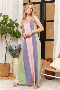 ADORA Color Block Sleeveless Maxi Cami Dress - Brittney MADE