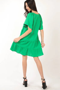 VERY J Texture V-Neck Ruffled Tiered Dress - Brittney MADE