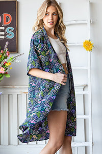 Heimish Full Size Half Sleeve Floral Open Cardigan Plus Size - Brittney MADE
