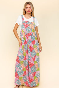 Haptics Full Size Printed Wide Leg Overalls with Side Pockets - Brittney MADE