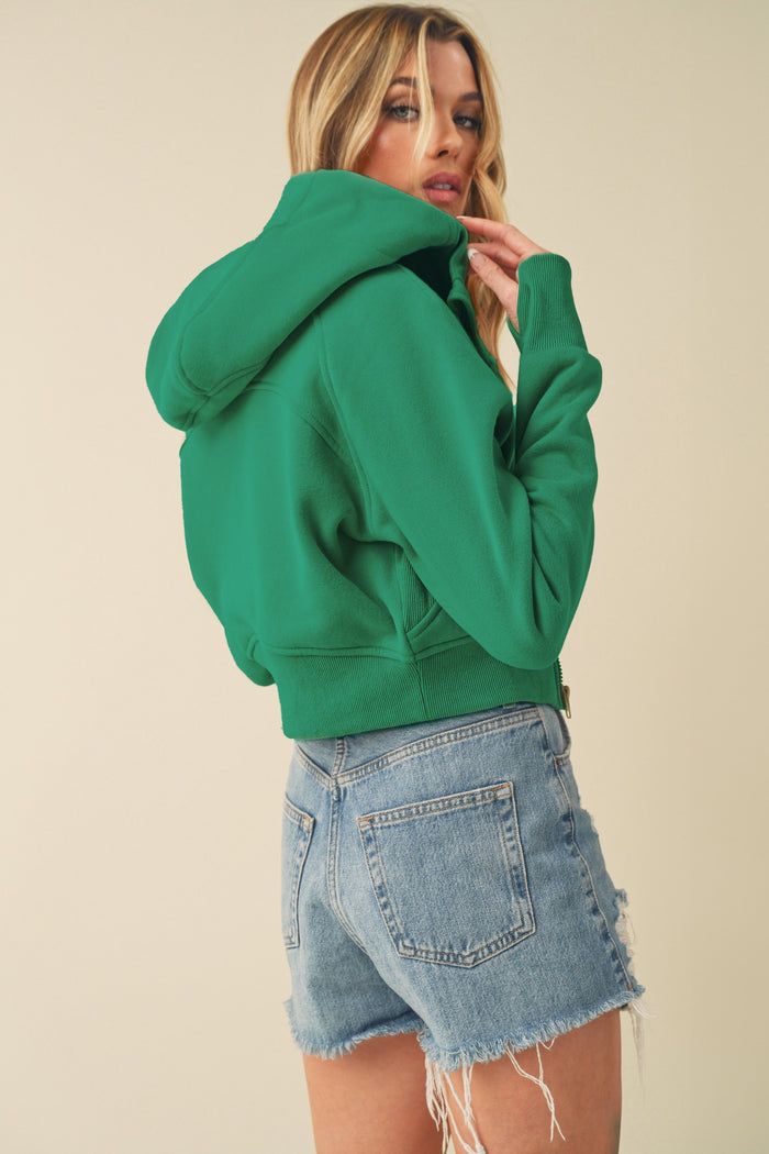 Aemi + Co Zip Up Raglan Sleeve Cropped Hoodie - Brittney MADE