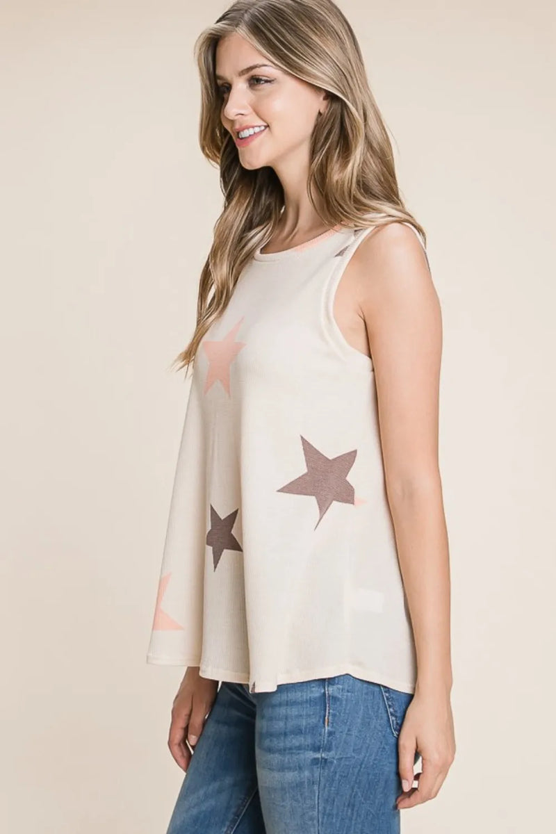 BOMBOM Star Print Round Neck Tank - Brittney MADE