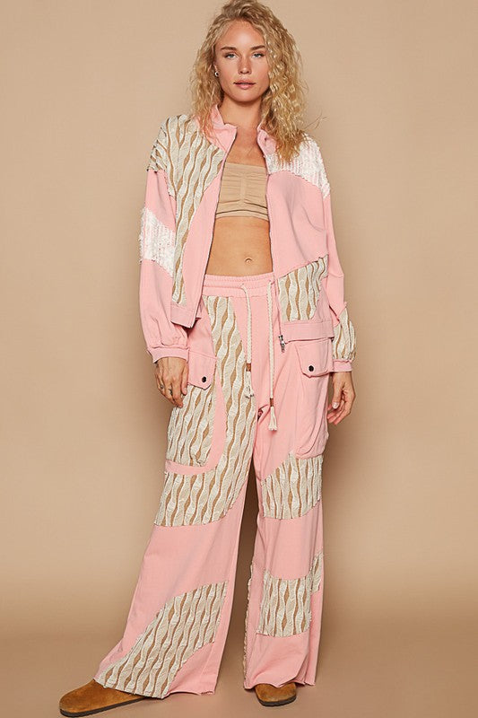 POL Applique Patchwork Zip Up Jacket - Brittney MADE