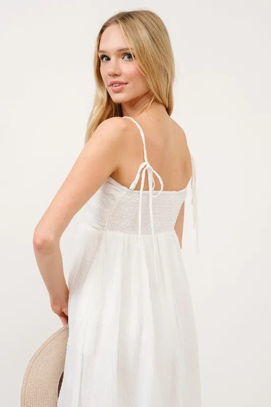 And The Why Ruched Front Smocked Back Babydoll Mini Dress - Brittney MADE