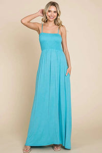 Culture Code Full Size Smocked Cami Maxi Dress with Pockets - Brittney MADE