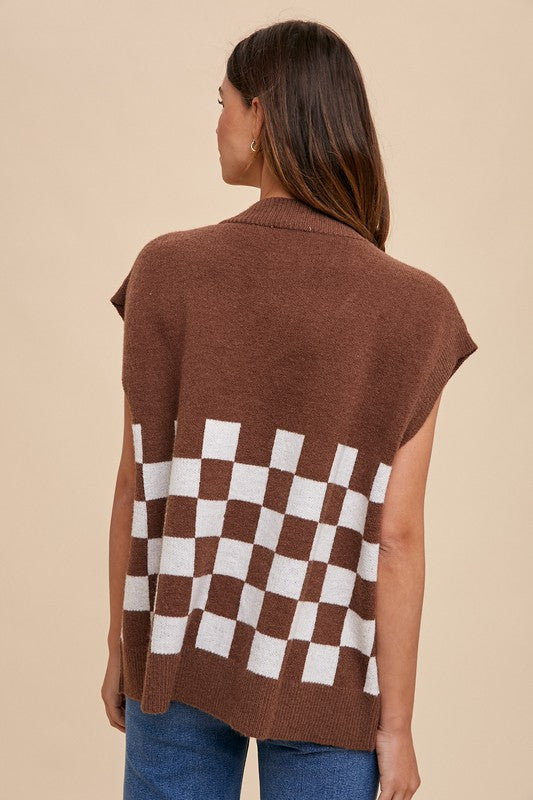 Annie Wear Checkered Button Down Short Sleeve Cardigan - Brittney MADE