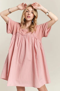 ADORA Round Neck Half Sleeve Babydoll Dress - Brittney MADE