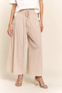 J.NNA Smocked Waist Boho Wide Leg Pants with Pockets - Brittney MADE