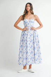 MABLE Sweetheart Neckline Floral Printed Midi Dress - Brittney MADE