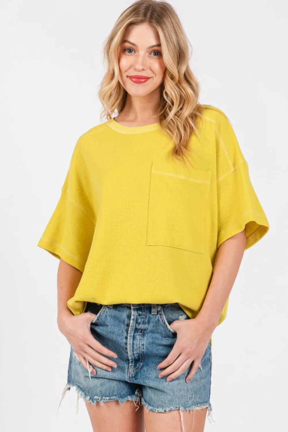 Cesfemme Textured Drop Shoulder T-Shirt - Brittney MADE
