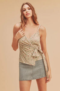 Aemi + Co Ditsy Floral Surplice Adjustable Straps Cami - Brittney MADE