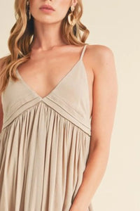 Aemi + Co Ruched Plunge Mini Cami Dress - Brittney MADE