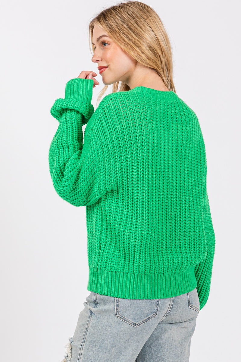 SAGE + FIG Round Neck Drop Shoulder Sweater - Brittney MADE