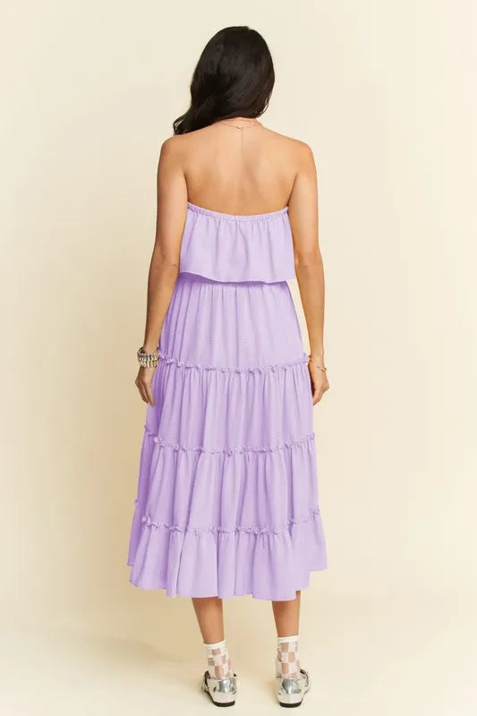 Davi & Dani Tiered Flowing Tube Midi Dress - Brittney MADE
