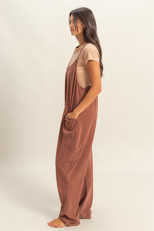 HYFVE Relaxed Fit Mineral Washed Overalls with Pockets - Brittney MADE