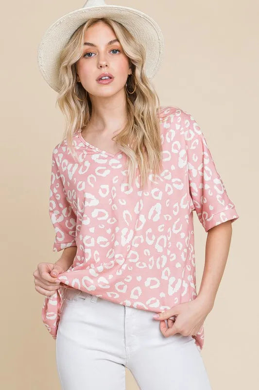 BOMBOM Loose Fit Animal Print Soft Knit Top - Brittney MADE
