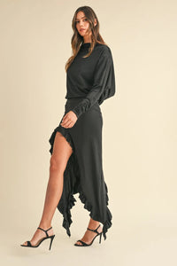 Mable Backless Asymmetric Ruffle Hem Dress - Brittney MADE
