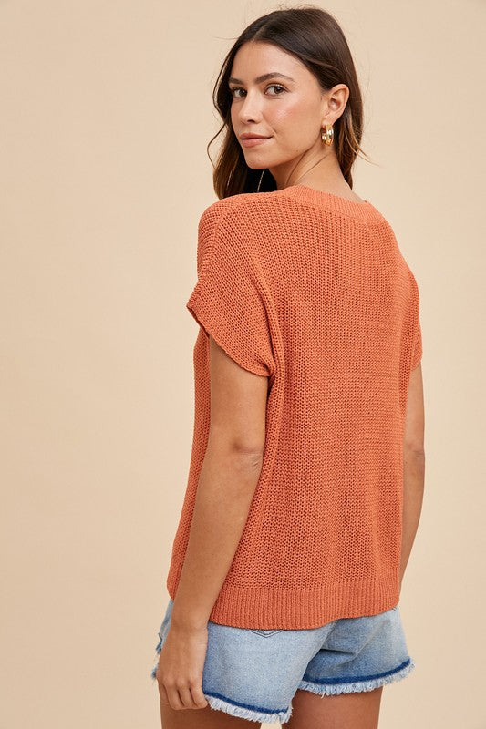 Annie Wear Round Neck Short Sleeve Sweater - Brittney MADE