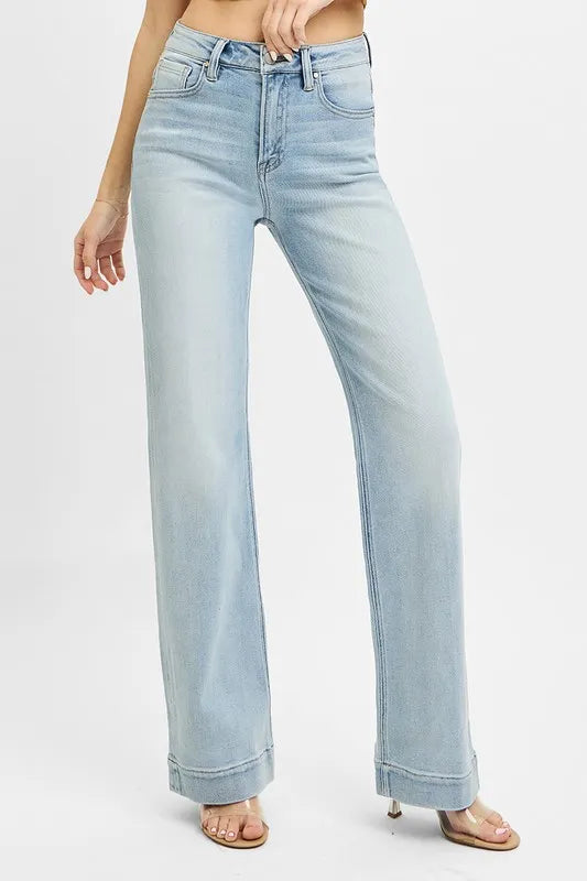 RISEN Full Size Run High Rise Straight Jeans - Brittney MADE
