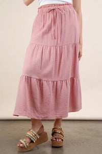 VERY J Elastic Waist Tiered Maxi Skirt - Brittney MADE