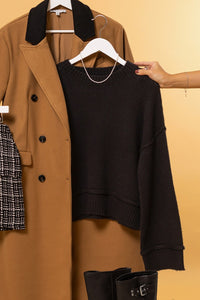 HYFVE Round Neck Dropped Shoulder Ribbed Sweater - Brittney MADE