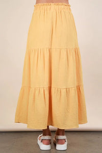 VERY J Elastic Waist Tiered Maxi Skirt - Brittney MADE