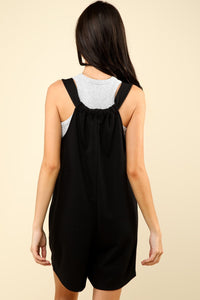 VERY J Tie Shoulder Front Pocket Romper - Brittney MADE