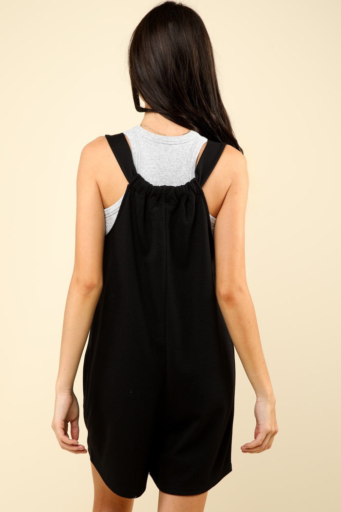 VERY J Tie Shoulder Front Pocket Romper - Brittney MADE