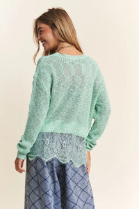 J.NNA Lace Detail Long Sleeve Knit Top - Brittney MADE