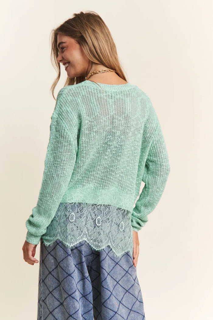 J.NNA Lace Detail Long Sleeve Knit Top - Brittney MADE