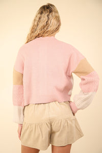 VERY J Color Block Button Down Textured Sweater Cardigan - Brittney MADE