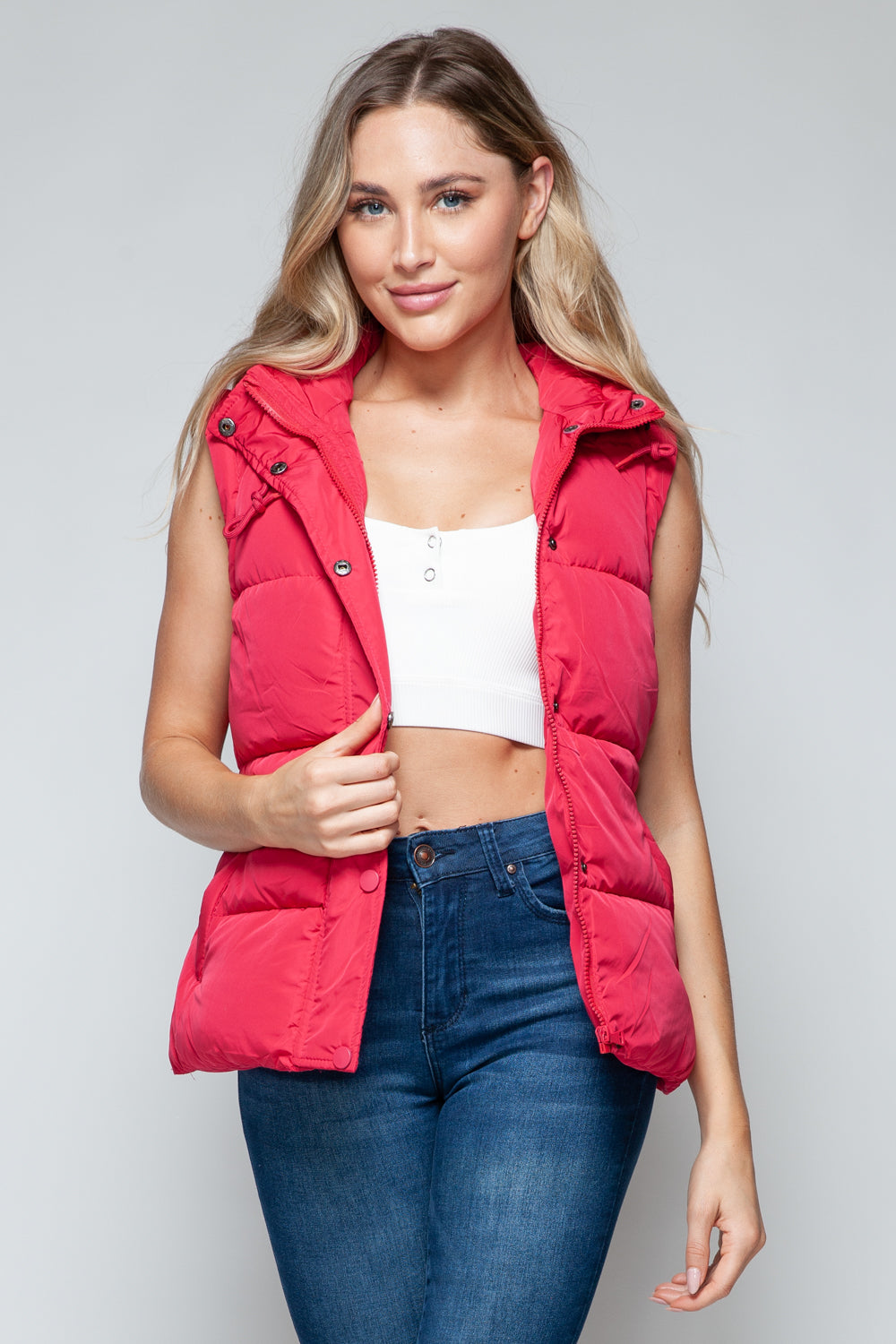 Snobbish Snap and Zip Closure Hooded Vest - Brittney MADE