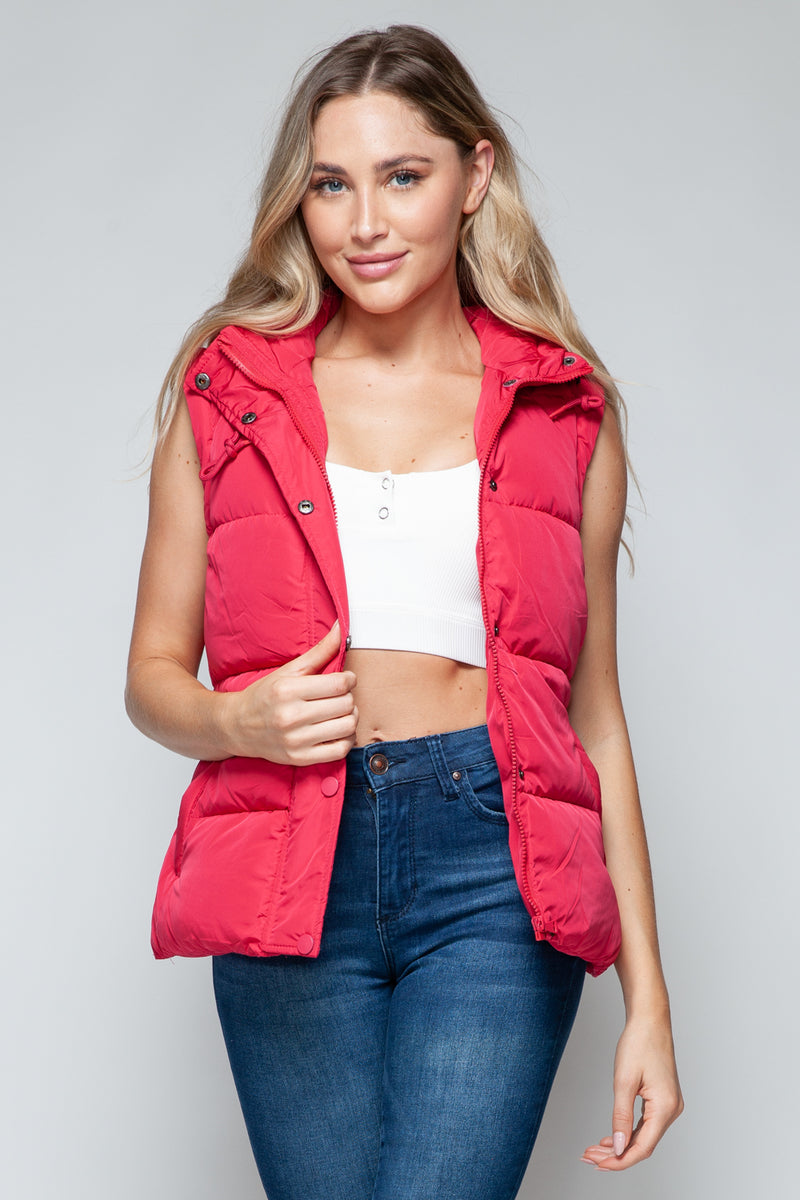 Snobbish Snap and Zip Closure Hooded Vest - Brittney MADE